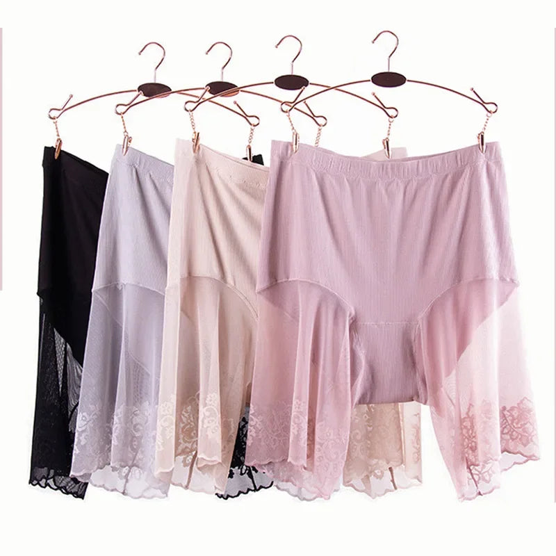 60-115 KG Plus Size Safety Short Pants Summer Women Seamless Underskirt Shorts Anti Rub Thigh Boyshorts Sexy Lace Women Boxers