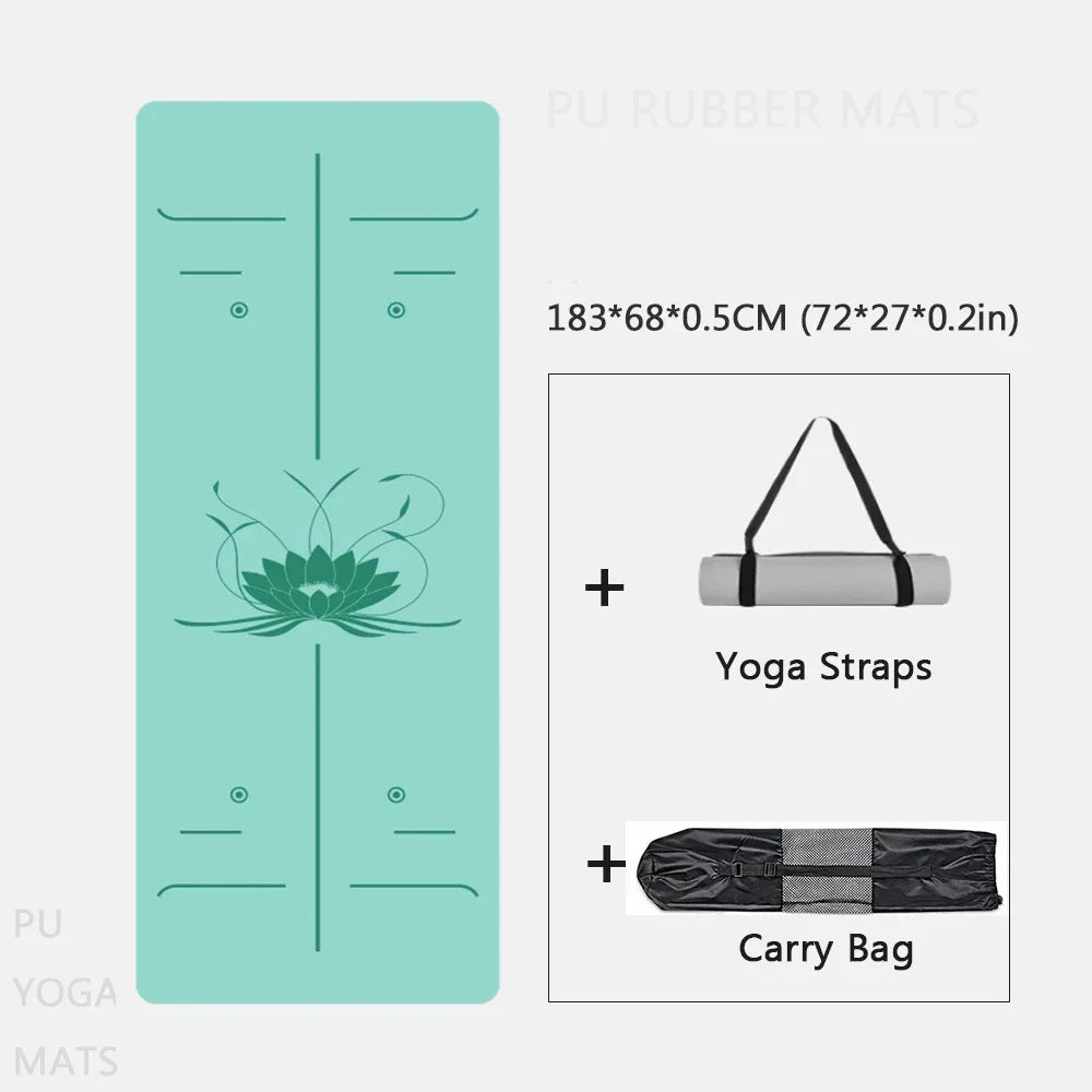 Natural Rubber Yoga Mat Professional Lotus Pattern PU Yoga Mat Environmental Material Sports Pilates Reformer 183cm*68cm*5mm