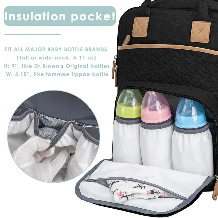 Kabaqoo 55L Multifunctional Bed Diaper Backpacks Baby Girl Boy Nappy Changing Bag Large Capacity Folding Crib Nursing Mommy Bag For Travel