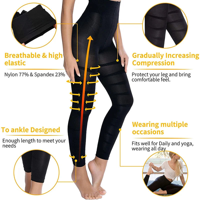 2PCS Leg Slimming Body Shaper Anti Cellulite Compression Leggings High Waist Tummy Control Panties Thigh Sculpting Sexy Slimmer