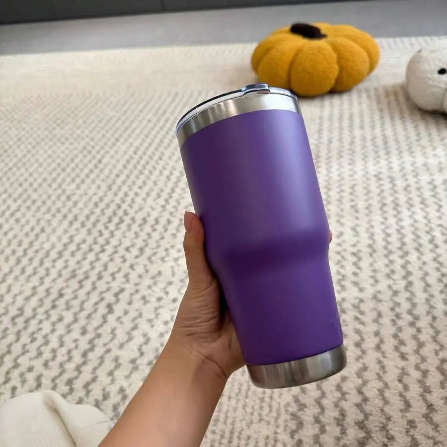 30 Oz Insulated Mug/Cool Cup - Large Capacity, Dual-Purpose, Non-Slip, Leak-Proof, A Must-Have For Campers, Suitable For Use In