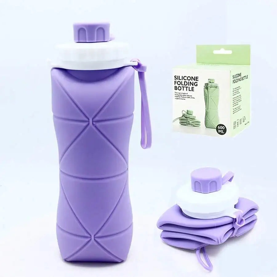 Collapsible Silicone Water Bottle, Portable Foldable Large Capacity Cup For Outdoor Hiking Cycling Travel