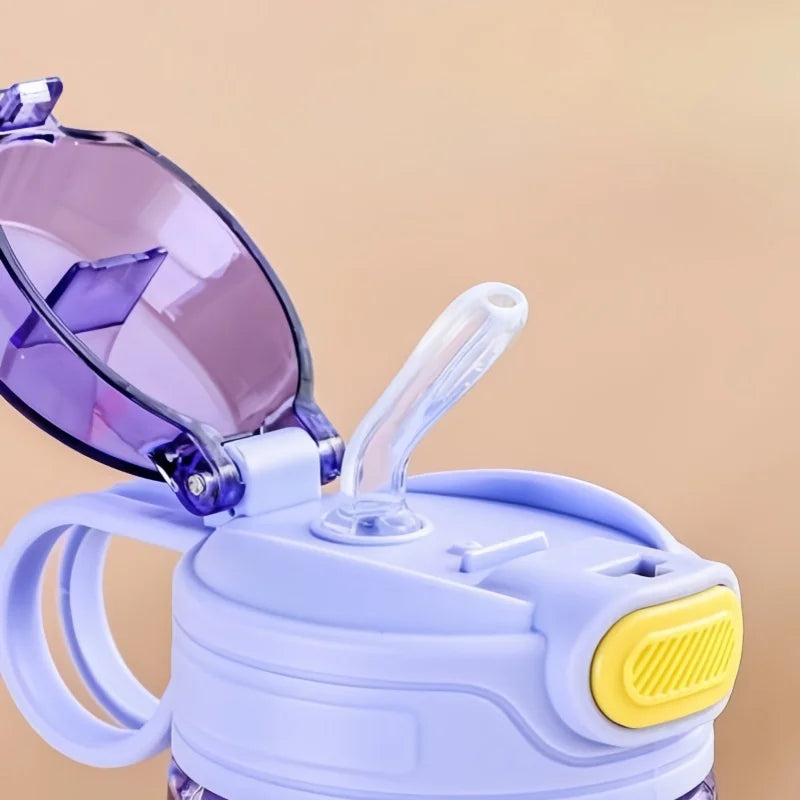 550ml Cartoon Animal Water Bottle Portable Safety Lock Cute Straw Cup Kids Leak-proof Drinking Jug For Outdoor Camping Travel