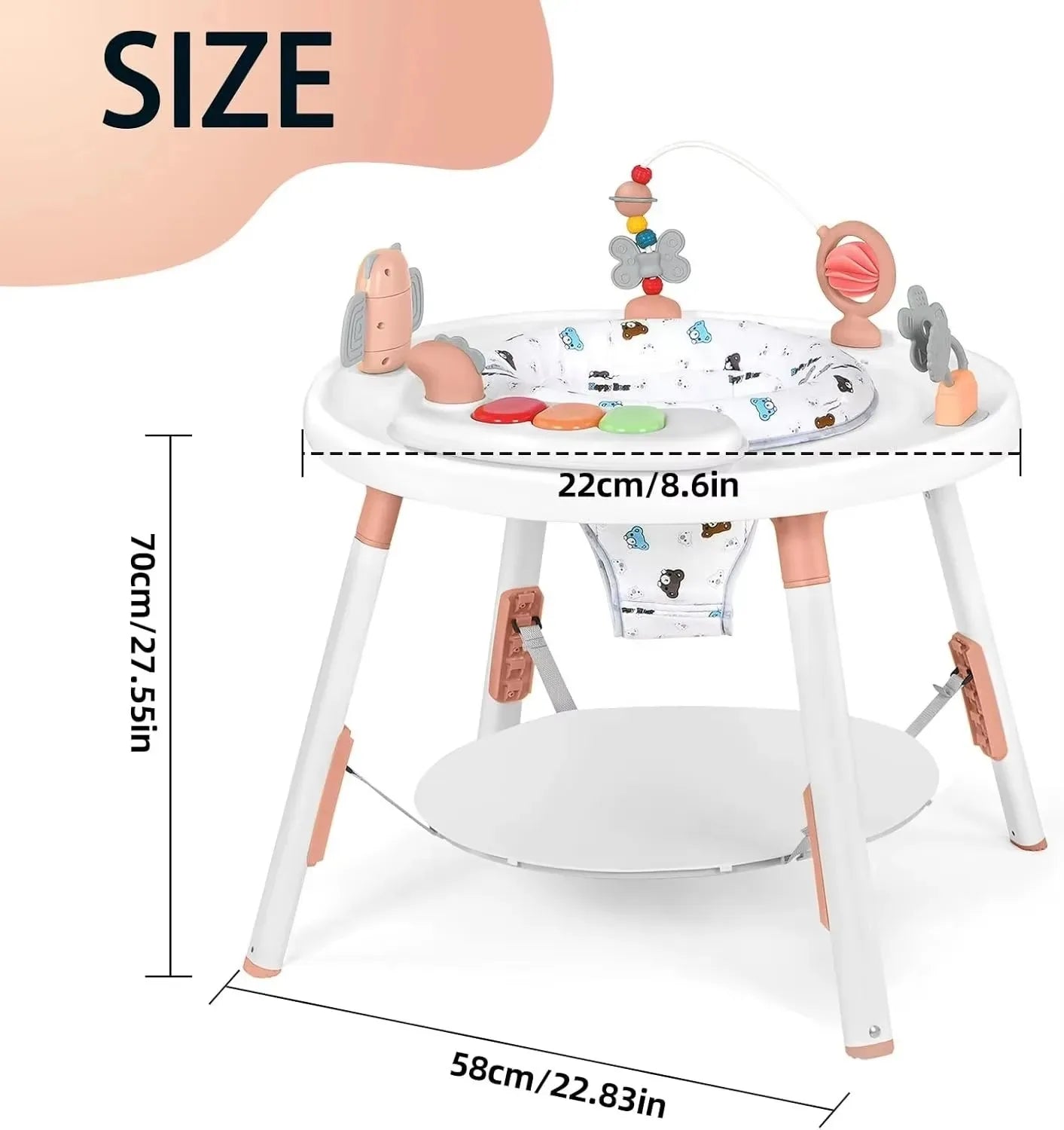 Baby 3-in-1 Activity Center & Jumper Table with 360° Rotating Seat & Removable Toys, Perfect for Infant Play & Entertainment