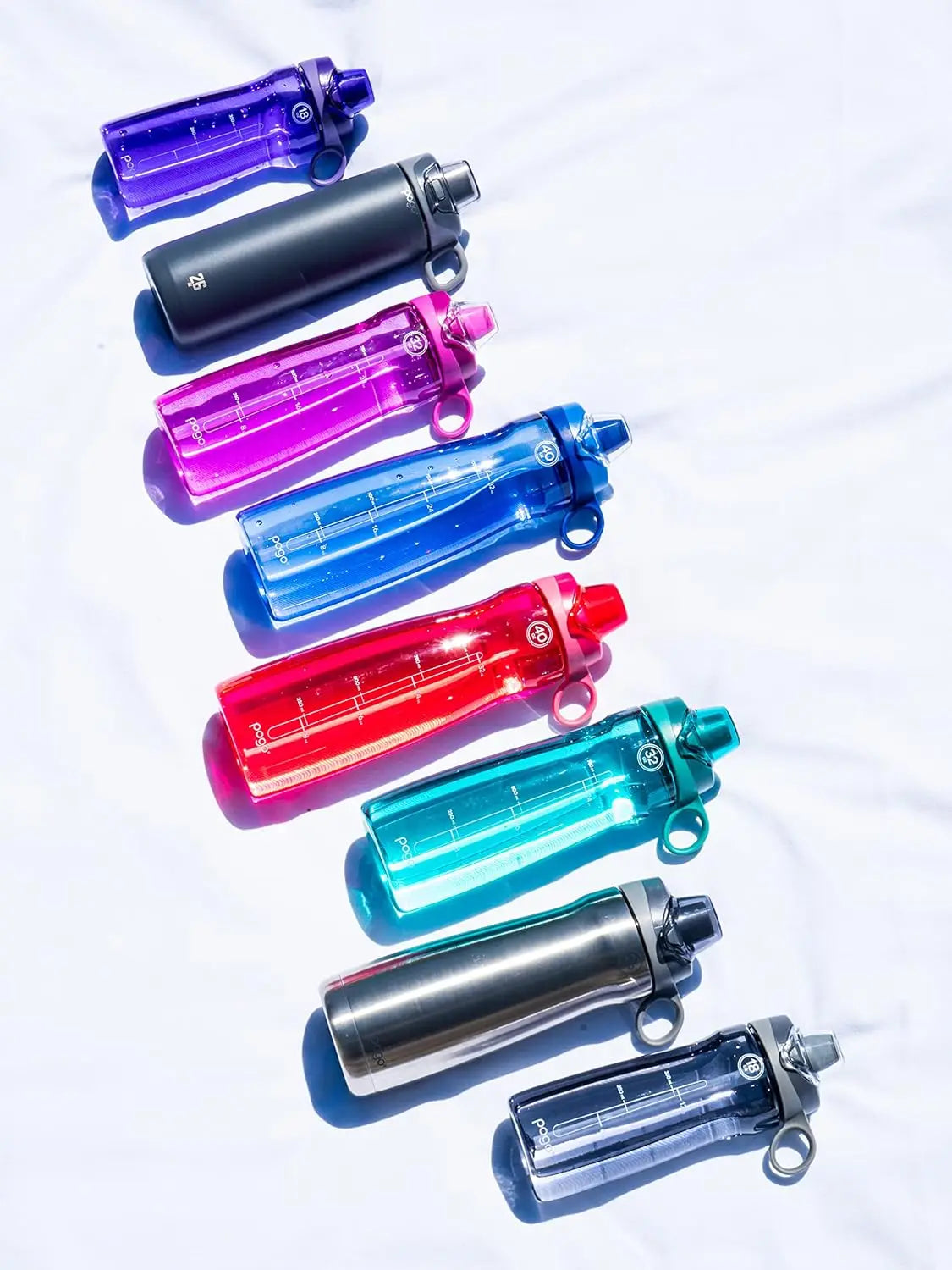 Pogo Plastic Water Bottle with Chug Lid, BPA Free, Dishwasher Safe, 32oz Reusable for Travel Gym