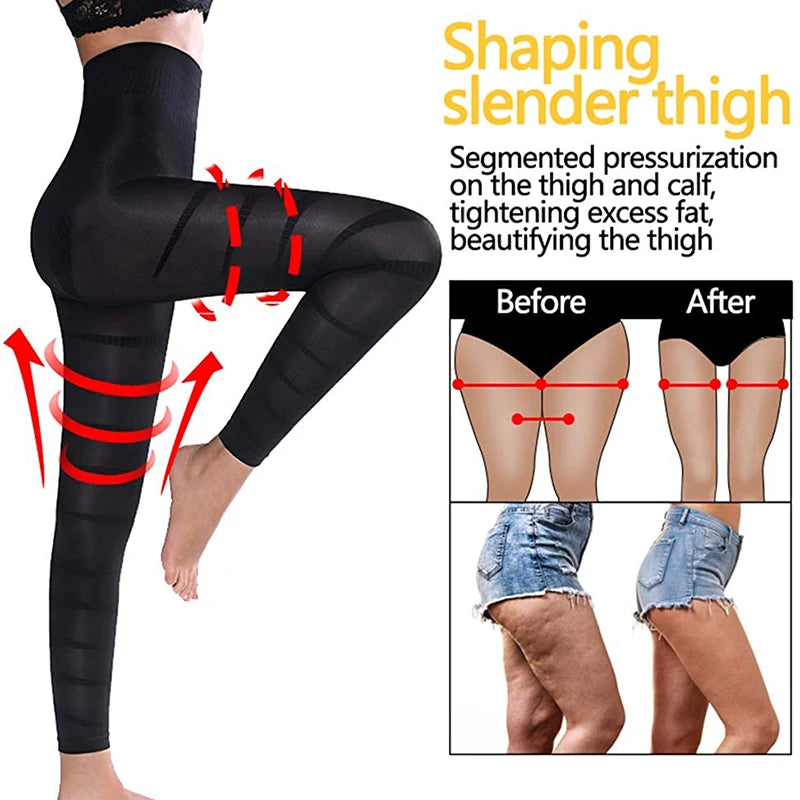 2PCS Leg Slimming Body Shaper Anti Cellulite Compression Leggings High Waist Tummy Control Panties Thigh Sculpting Sexy Slimmer