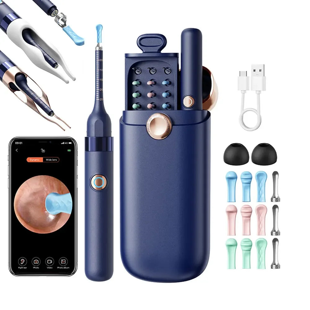 Ear Wax Removal Tool Camera Waterproof Ear Cleaner with Camera Visual Ear Pick Tweezers Wax Remover Ear Cleaning Kit for Family