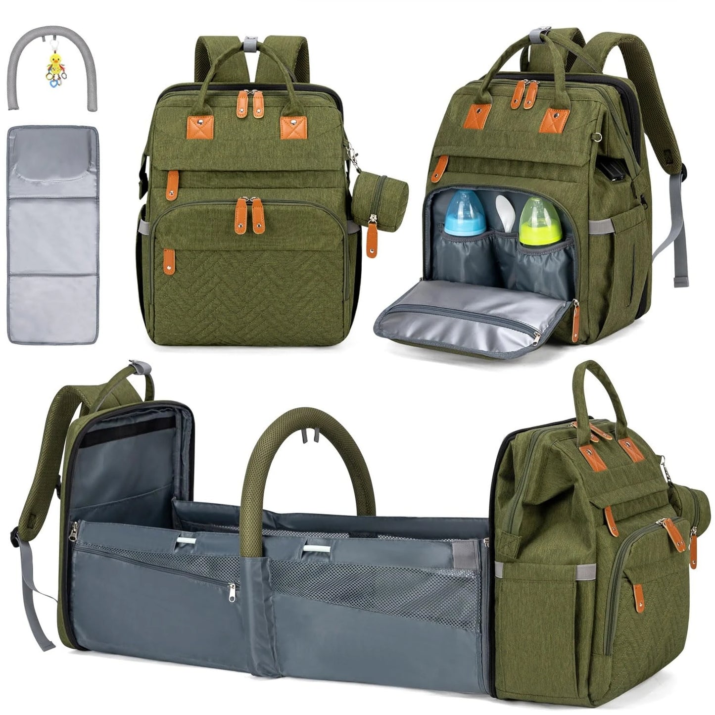 Kabaqoo 55L Multifunctional Bed Diaper Backpacks Baby Girl Boy Nappy Changing Bag Large Capacity Folding Crib Nursing Mommy Bag For Travel