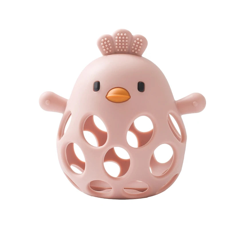 Baby Silicone Teether Is BPA-free Colorful Cartoon Chicken Teething Toy Newborn Dental Care Gum anti-eating Hand Grinding Stick