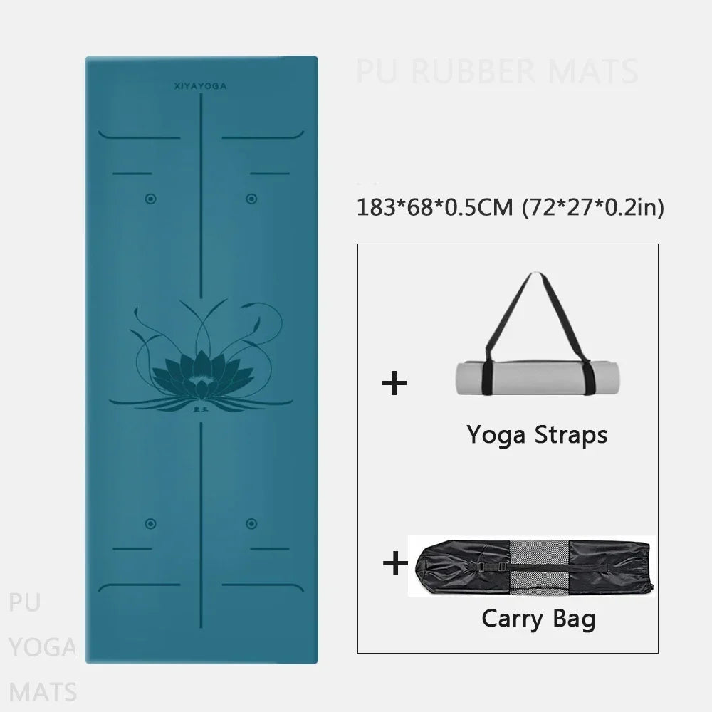 Natural Rubber Yoga Mat Professional Lotus Pattern PU Yoga Mat Environmental Material Sports Pilates Reformer 183cm*68cm*5mm