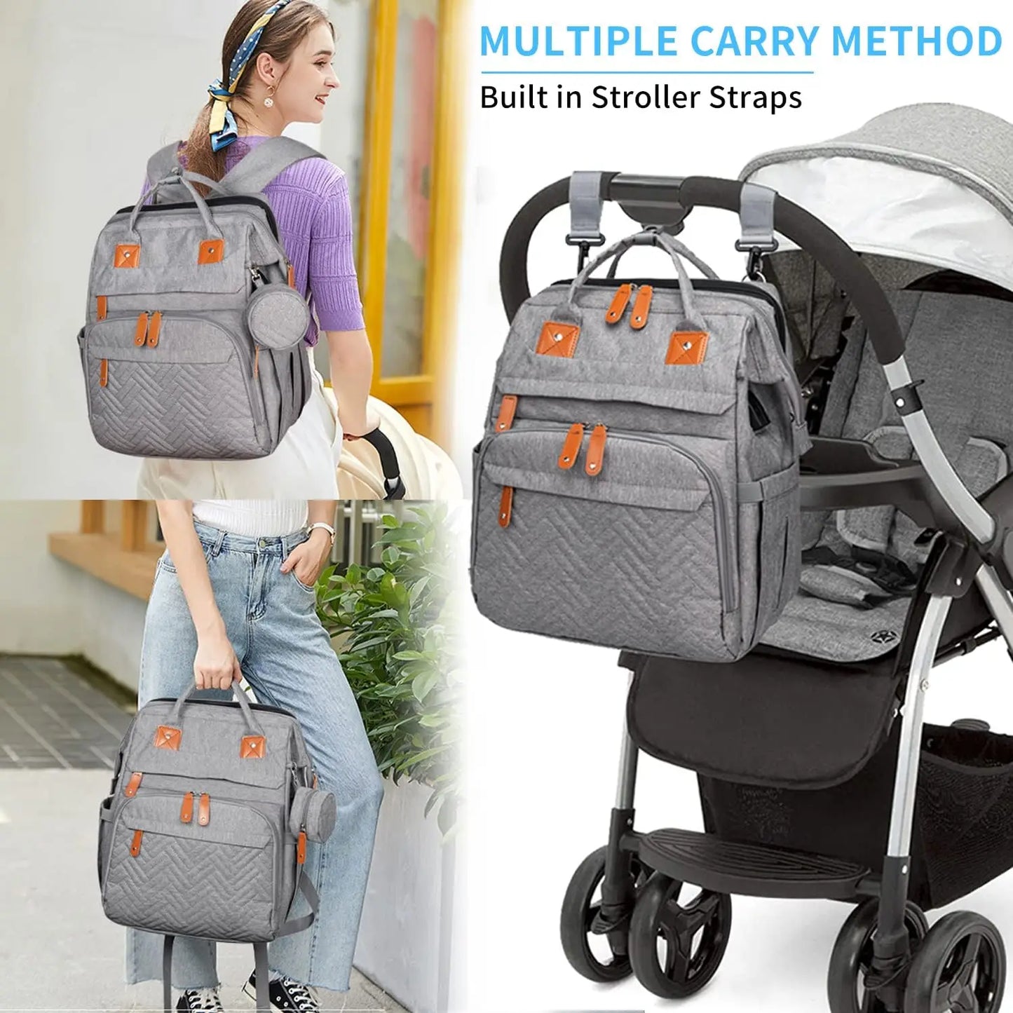 Kabaqoo 55L Multifunctional Bed Diaper Backpacks Baby Girl Boy Nappy Changing Bag Large Capacity Folding Crib Nursing Mommy Bag For Travel