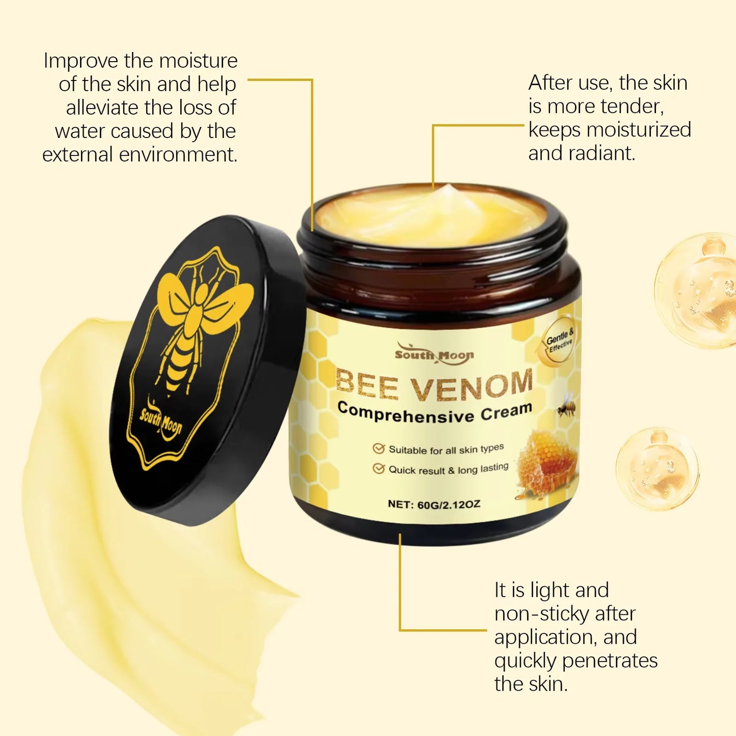 South Moon Bee Venom Skin Moisturizer Nourish Dryness Anti Cellulite Keep Brighten Improve Sagging Reduce Dull Body Care Creams