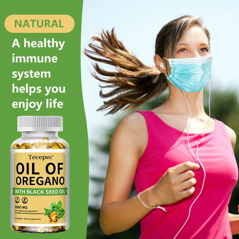 Oil of Oregano with Black Seed Oil, 2 in 1 Oregano Supplement for Immune Health, Digestive Health, Non-GMO