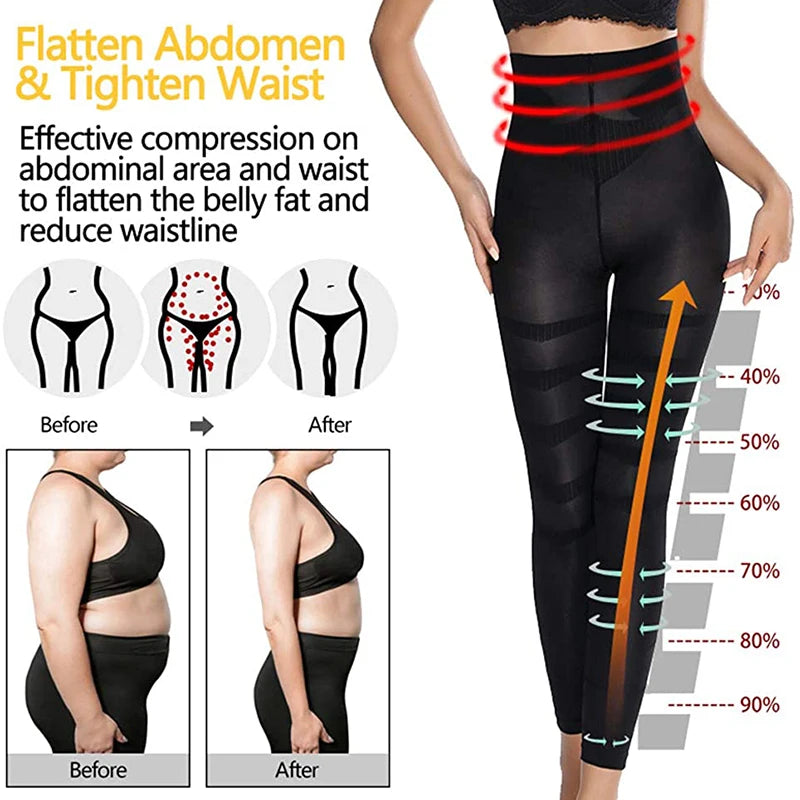 2PCS Leg Slimming Body Shaper Anti Cellulite Compression Leggings High Waist Tummy Control Panties Thigh Sculpting Sexy Slimmer