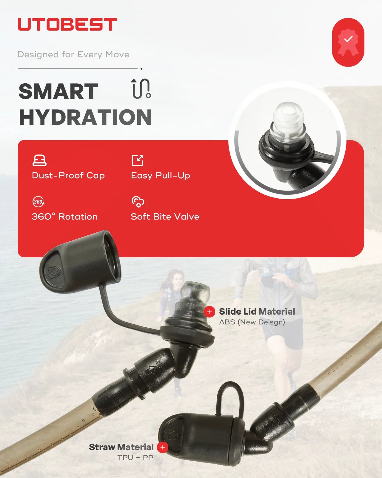 UTOBEST UTR220 Completely Odorless 2L/3L Water Bladder Double Layerad Hydration Reservoir Water Bag for Camping Cycling Hiking