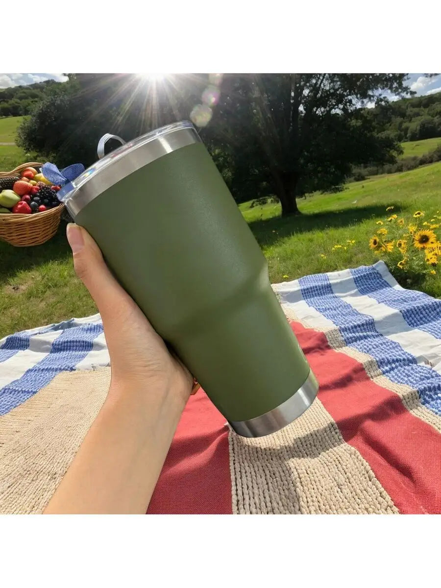 30 Oz Insulated Mug/Cool Cup - Large Capacity, Dual-Purpose, Non-Slip, Leak-Proof, A Must-Have For Campers, Suitable For Use In