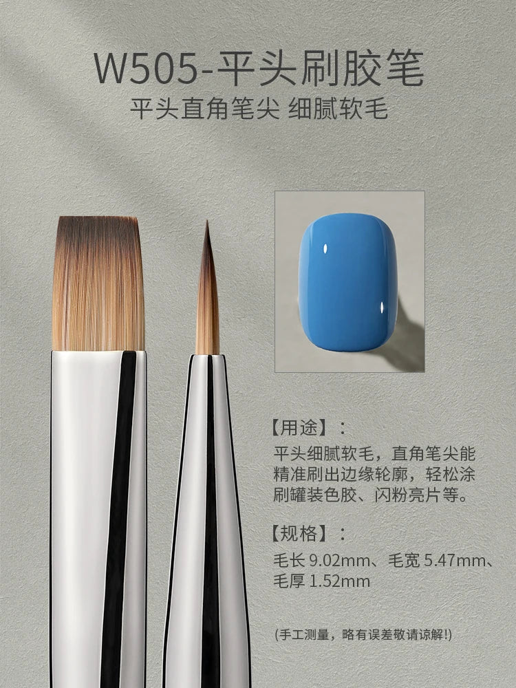 MR NAIL Professional Nail Art Brush Set Large Square Semi-circular Light Therapy Brush Triangular Flower Painting Sweeping Pen